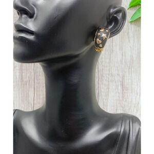 Vintage 1980's Celestial Moon Stars Huggie Earrings Clip On Carded Retro